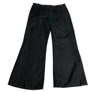 Banana Republic Linen Blend Flared Solid Casual Trendy Trouser Pants‎ Black Sz 6